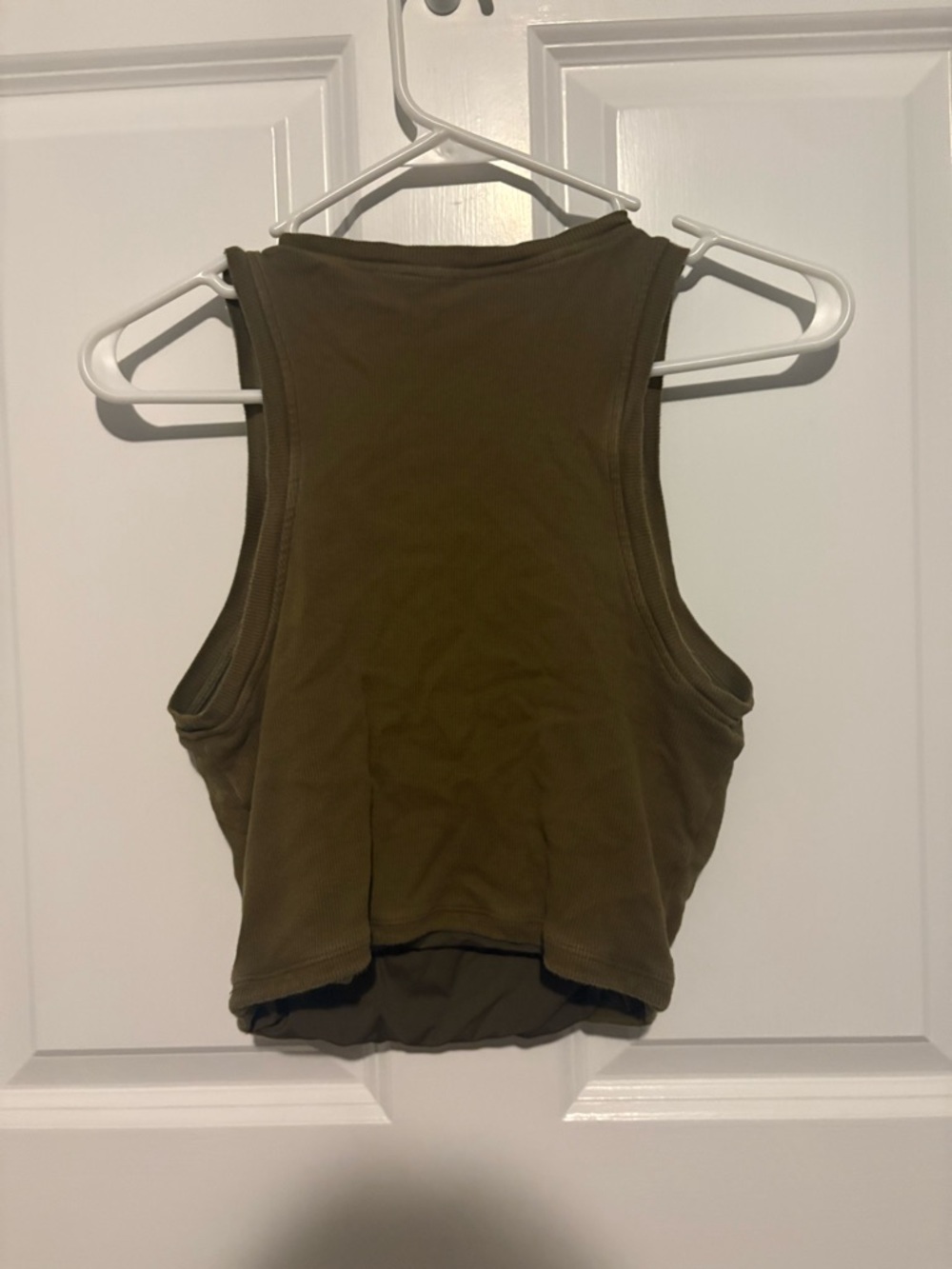 Klassy Network Olive Ribbed Razorback Crop Top - Picture 2 of 3
